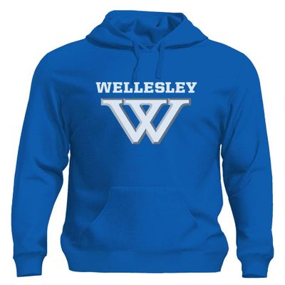 Venley NCAA Officially Licensed Apparel Wellesley MA Blue Collegiate Logo Unisex Hoodie Wellesley01H Royal Large