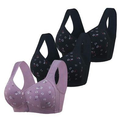 NREALY Women's Bras for Older Women Anti Sagging Bras for Older Women Best Bra for Women Over 60 Rosy fair Daisy Bras for Older Women (1-a-3pcs,52)