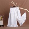 Toddler Baby Girls Soft Cotton Linen Wide Leg Pants Ruffled Cropped Pants Flowy Casual Palazzo Pants (White, 6-8 Years) view 2