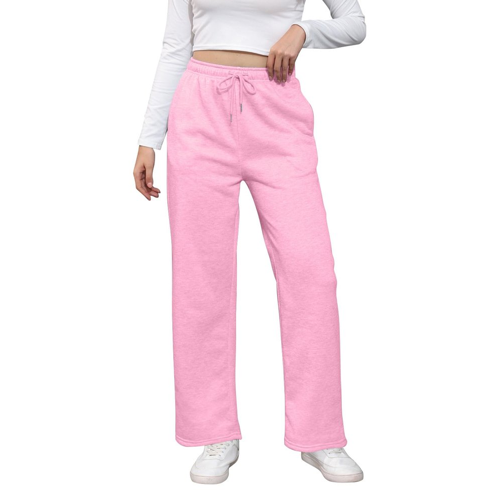 Baggy Wide Leg Sweatpants for Women High Waist Fleece Joggers with Pockets Casual Comfy Track Pants 2024 Loose Fit Lounge Pants Baggy Athletic Pants Drawstring Pants Y2k Sweatpants for Teen Girls
