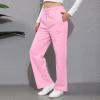 Baggy Wide Leg Sweatpants for Women High Waist Fleece Joggers with Pockets Casual Comfy Track Pants 2024 Loose Fit Lounge Pants Baggy Athletic Pants Drawstring Pants Y2k Sweatpants for Teen Girls view 3