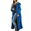 Womens Cardigan Sweaters Hooded Open Front Cardigan Cable Knit Sweaters Solid Color Chunky Long Sweater Coats Blue view 2
