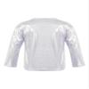 Hularka Kids Girls Boys Shiny Metallic Long Sleeve Jazz Hip Hop Dance Crop Top Gymnastic Sports Shirt for Performance Party Silver 7-8 Years view 2