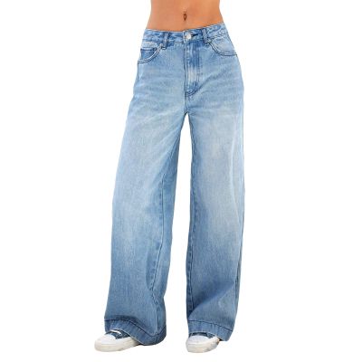 Women's Wide Leg Jeans Straight Leg Boyfriend Denim Pants Low Rise Baggy Jeans Casual Loose Jean Y2K E-Girl Pants (Dark Blue a, XS)