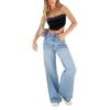 Women's Wide Leg Jeans Straight Leg Boyfriend Denim Pants Low Rise Baggy Jeans Casual Loose Jean Y2K E-Girl Pants (Dark Blue a, XS) view 2