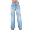 Women's Wide Leg Jeans Straight Leg Boyfriend Denim Pants Low Rise Baggy Jeans Casual Loose Jean Y2K E-Girl Pants (Dark Blue a, XS) view 4