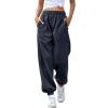 JOFOW Baggy Cinch Bottom Sweatpants for Women Joggers Sweatpants Women Baggy High Waisted Drawstring Gym Workout (B-Dark Blue,X-Large) view 1