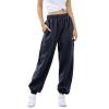JOFOW Baggy Cinch Bottom Sweatpants for Women Joggers Sweatpants Women Baggy High Waisted Drawstring Gym Workout (B-Dark Blue,X-Large) view 2