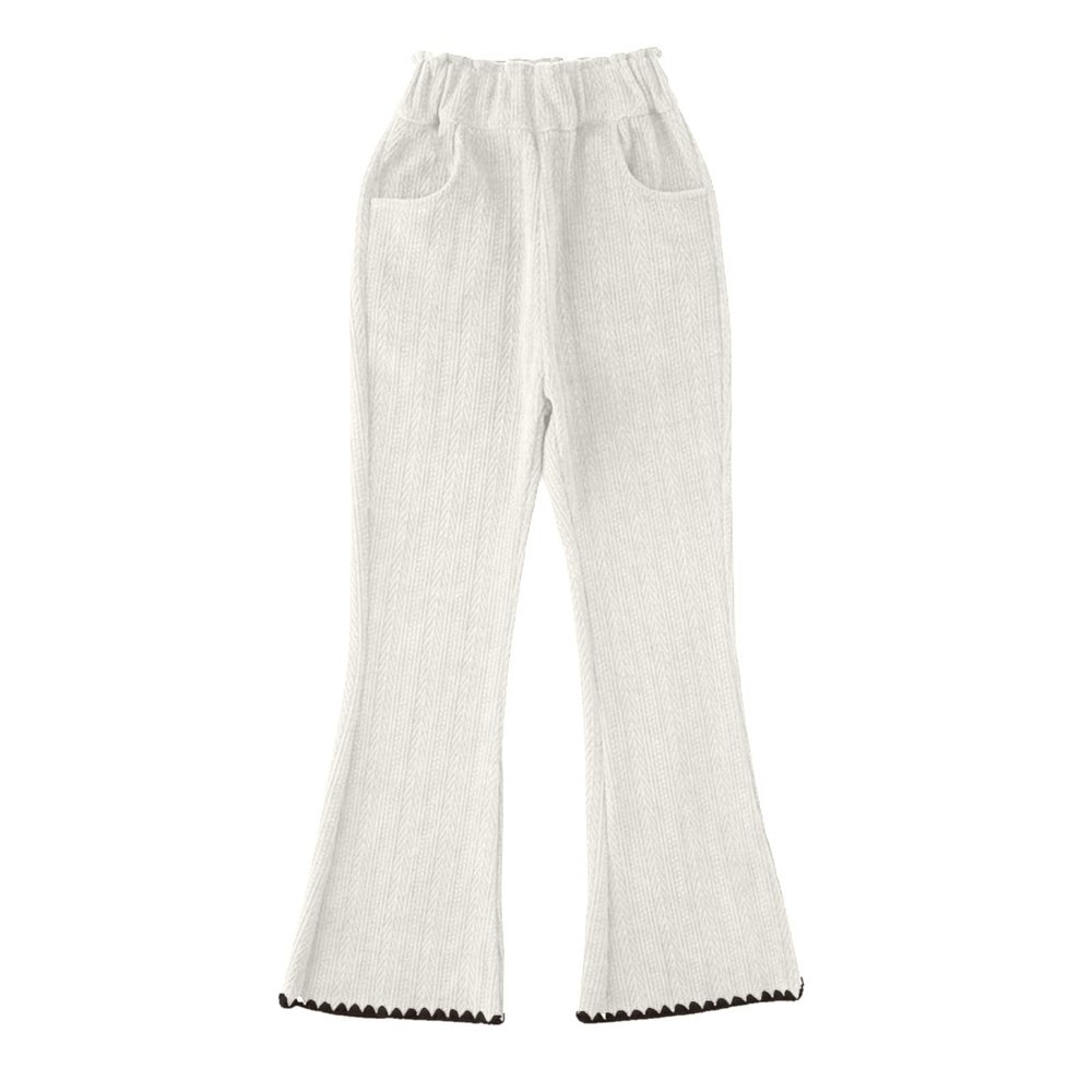 Girl's Corduroy Flare Pants High Waisted Elastic Waist Bell Bottom Casual Pants Toddler Girls Slim (White, 4-5 Years)