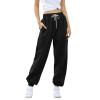 JOFOW Women's Health Sports Pants Baggy Wide Fleece Lined Leg Pants Cute Sweatpants Joggers for Women 2024 (E-Black,Small) view 2