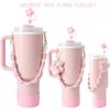 1ze1ziyo 9PCS Cup Accessories Set for Stanley Cup 30oz 40oz Tumbler - Including Water Bottle Handle Strap,Straw Cover Cap,Spill Proof Stoppers,Boot,Initials Letter Charm,Sticker,Flower,Letter P,Pink view 2