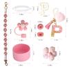 1ze1ziyo 9PCS Cup Accessories Set for Stanley Cup 30oz 40oz Tumbler - Including Water Bottle Handle Strap,Straw Cover Cap,Spill Proof Stoppers,Boot,Initials Letter Charm,Sticker,Flower,Letter P,Pink view 3