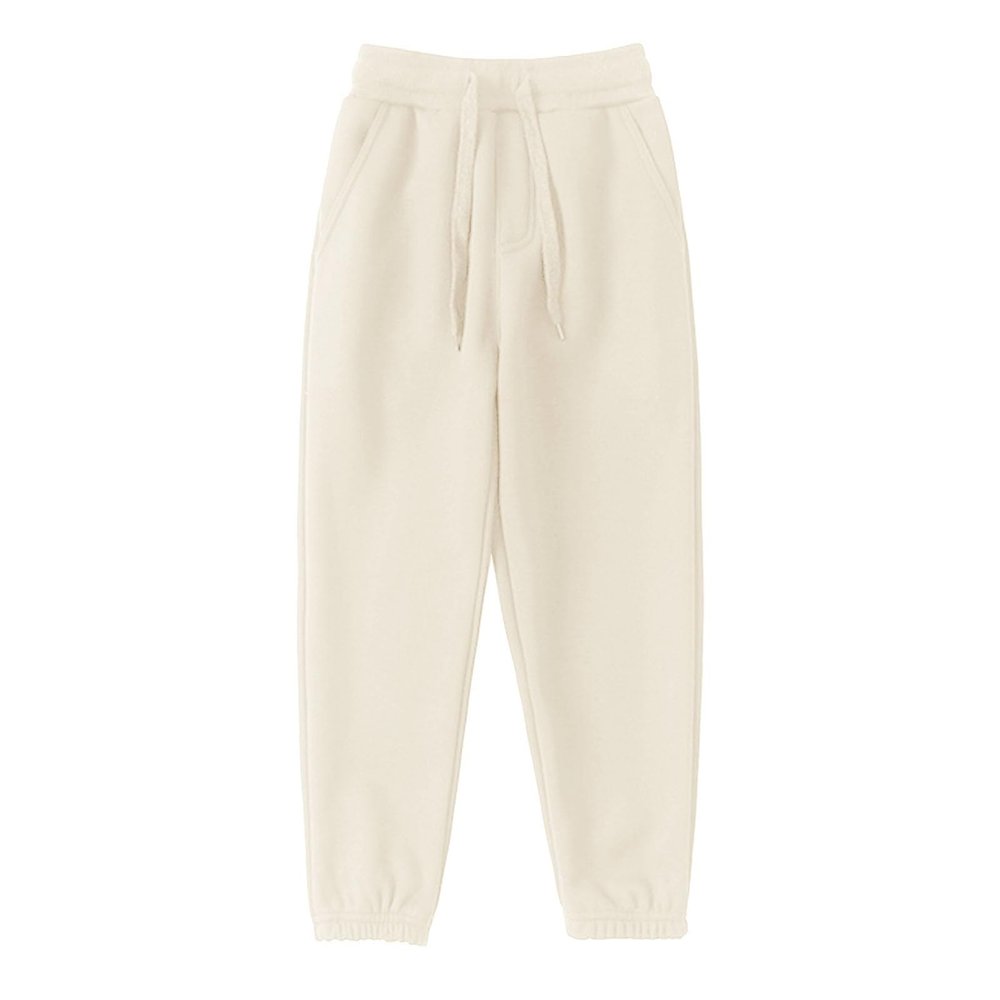 Girls Boys Sweatpants Fleece Athletic Workout Pants Toddler Cargo Pants Joggers with Drawstring (Beige, 7-9 Years)