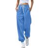 JOFOW Women's Health Sports Pants Baggy Wide Fleece Lined Leg Pants Cute Sweatpants Joggers for Women 2024 (D-Blue,XX-Large) view 1