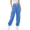 JOFOW Women's Health Sports Pants Baggy Wide Fleece Lined Leg Pants Cute Sweatpants Joggers for Women 2024 (D-Blue,XX-Large) view 2
