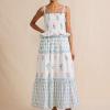 Akklian Womens Fashion Summer Dresses for Women 2024 Sleeveless Smokced Ruffle Floral Print Maxi Dress Spaghetti Strap Sunflower Boho Dress view 2