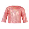 Hularka Kids Girls Boys Shiny Metallic Long Sleeve Jazz Hip Hop Dance Crop Top Gymnastic Sports Shirt for Performance Party Red 17-18 Years view 1
