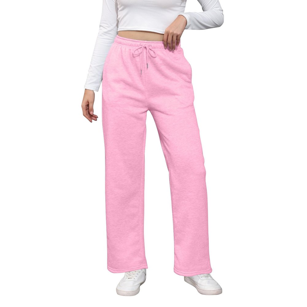 Baggy Wide Leg Sweatpants for Women High Waist Fleece Joggers with Pockets Casual Comfy Track Pants 2024 Loose Fit Lounge Pants Baggy Athletic Pants Drawstring Pants Y2k Sweatpants for Teen Girls