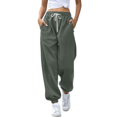 JOFOW Baggy Cinch Bottom Sweatpants for Women Joggers Sweatpants Women Baggy High Waisted Drawstring Gym Workout (D-AG,X-Large)