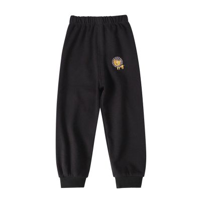 Baby Boy's Pull on Jogger Toddler Sweatpants Cotton Kids Cute Cartoon Elastic Waist Sports Pants (Black, 3-4 Years)