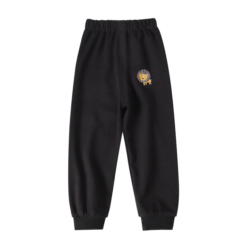 Baby Boy's Pull on Jogger Toddler Sweatpants Cotton Kids Cute Cartoon Elastic Waist Sports Pants (Black, 3-4 Years)