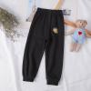 Baby Boy's Pull on Jogger Toddler Sweatpants Cotton Kids Cute Cartoon Elastic Waist Sports Pants (Black, 3-4 Years) view 2