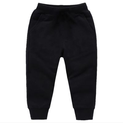 Toddler Girls Boy's Sweatpants Baby Cotton Pull on Jogger Pants Kids Solid Elastic Waist Slim (Black, 12-18 Months)
