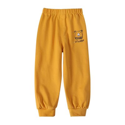 Baby Boy's Pull on Jogger Toddler Sweatpants Cotton Kids Cute Cartoon Elastic Waist Sports Pants (Yellow, 4-5 Years)