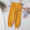 Baby Boy's Pull on Jogger Toddler Sweatpants Cotton Kids Cute Cartoon Elastic Waist Sports Pants (Yellow, 4-5 Years) view 3