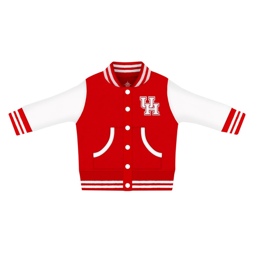Creative Knitwear College Baby NCAA Officially Licensed Letterman Varsity Jacket - Houston Logo - Red - 4T