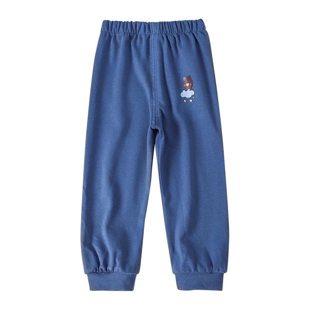 Baby Boy's Pull on Jogger Toddler Sweatpants Cotton Kids Cute Cartoon Elastic Waist Sports Pants (Dark Blue, 3-4 Years)