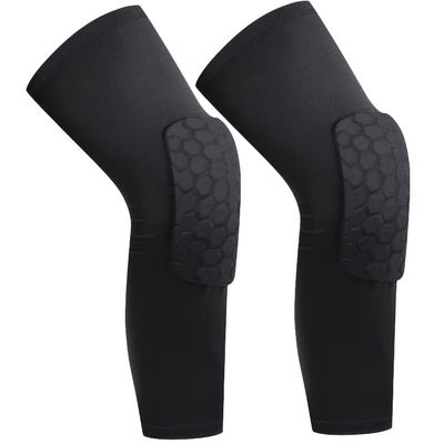 WenGTQ Knee Compression Sleeves, Pair of Leg Sleeves for Basketball, Volleyball, Weightlifting (2 Black, Small)