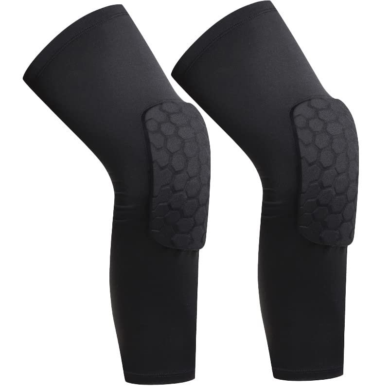 WenGTQ Knee Compression Sleeves, Pair of Leg Sleeves for Basketball, Volleyball, Weightlifting (2 Black, Small)