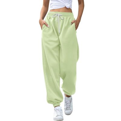 JOFOW Baggy Cinch Bottom Sweatpants for Women Joggers Sweatpants Women Baggy High Waisted Drawstring Gym Workout (E-Mint Green,XX-Large)