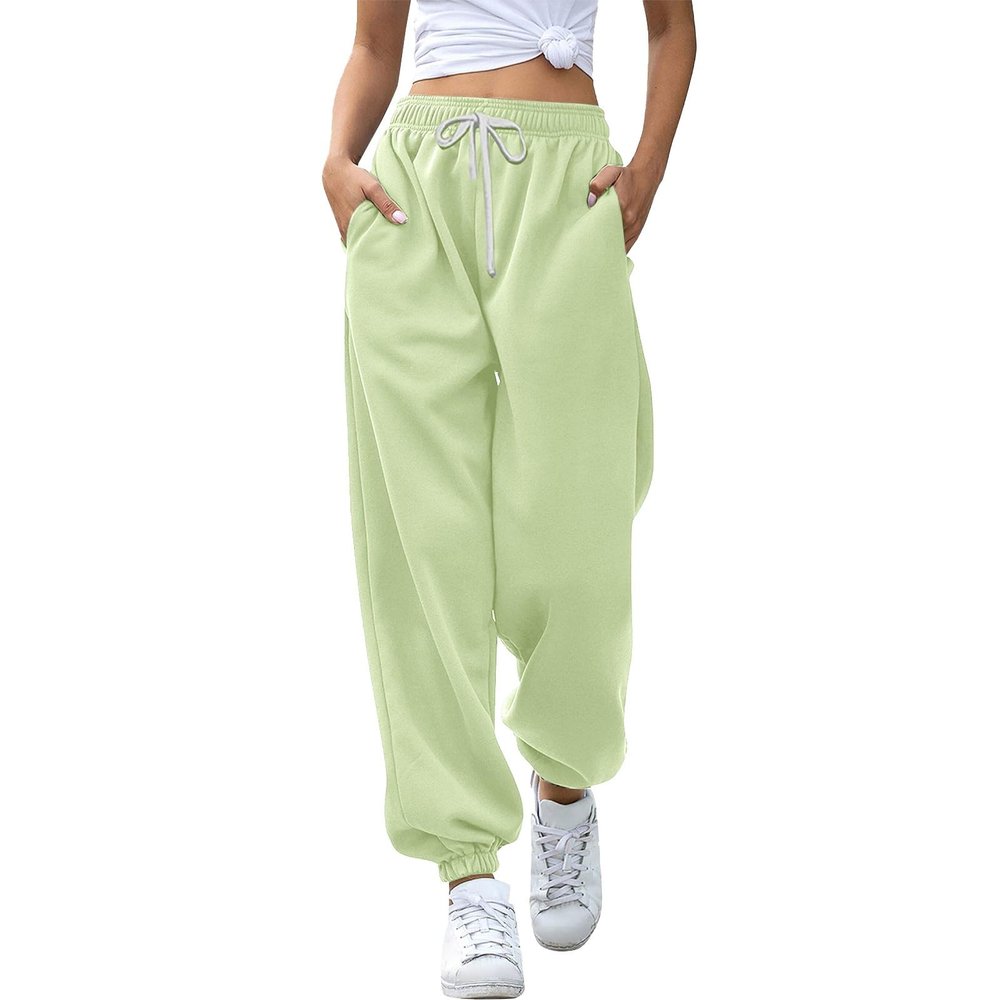 JOFOW Baggy Cinch Bottom Sweatpants for Women Joggers Sweatpants Women Baggy High Waisted Drawstring Gym Workout (E-Mint Green,XX-Large)
