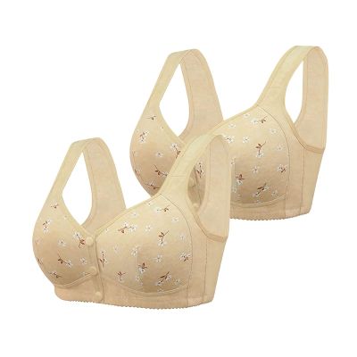 NREALY Women's Bras for Older Women Anti Sagging Bras for Older Women Best Bra for Women Over 60 Rosy fair Daisy Bras for Older Women (4-d-2pcs,48)