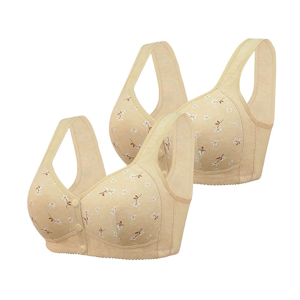 NREALY Women's Bras for Older Women Anti Sagging Bras for Older Women Best Bra for Women Over 60 Rosy fair Daisy Bras for Older Women (4-d-2pcs,48)