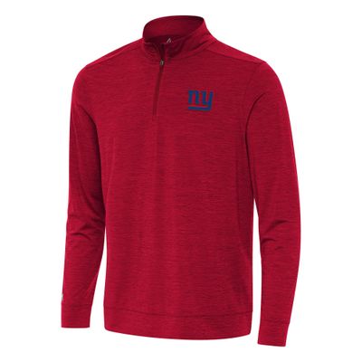 Antigua Men's Heather Red New York Giants Bright Quarter-Zip Top