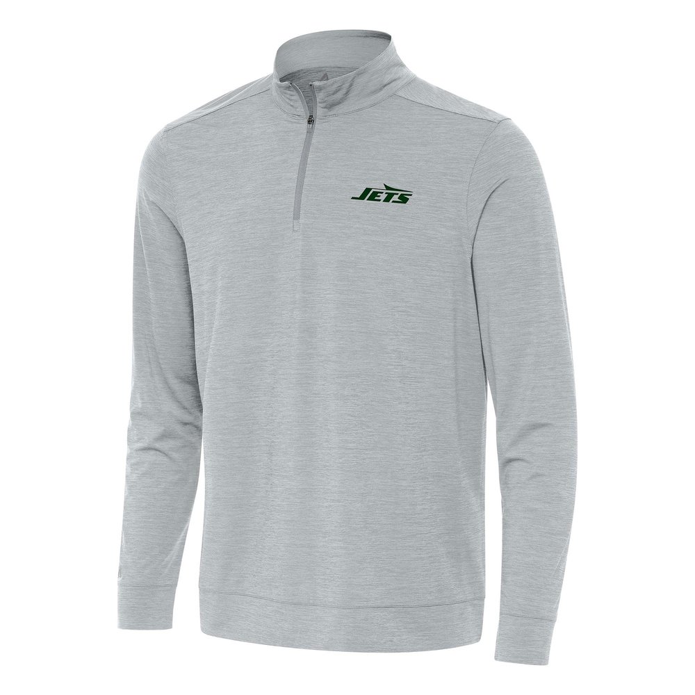 Antigua Men's Heather Gray New York Jets Bright Quarter-Zip Top