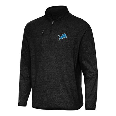 Antigua Men's Heather Black Detroit Lions Certain Tri-Blend Quarter-Zip Top