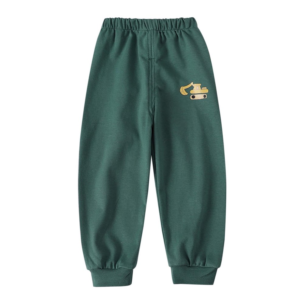 Baby Boy's Pull on Jogger Toddler Sweatpants Cotton Kids Cute Cartoon Elastic Waist Sports Pants (Green, 3-4 Years)