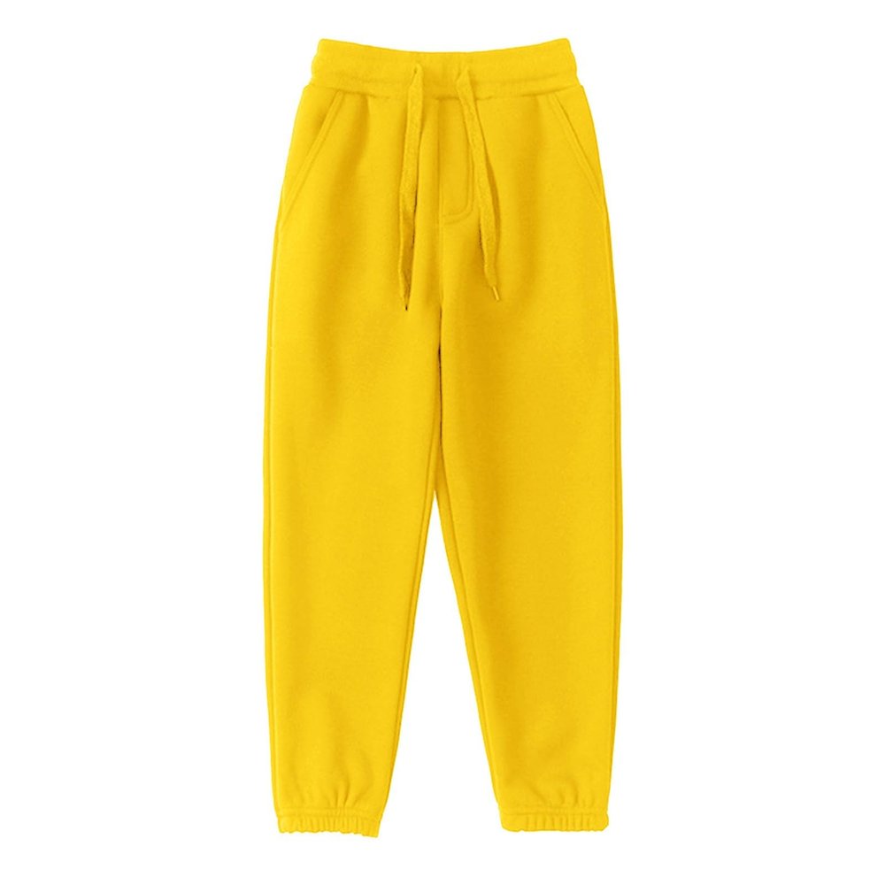 Girls Boys Sweatpants Fleece Athletic Workout Pants Toddler Cargo Pants Joggers with Drawstring (Yellow, 9-11 Years)