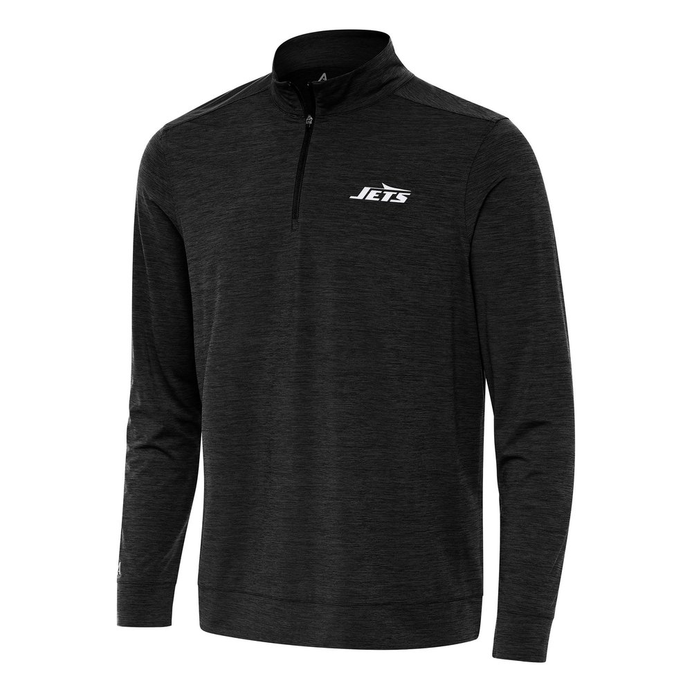Antigua Men's Heather Black New York Jets Bright Quarter-Zip Top
