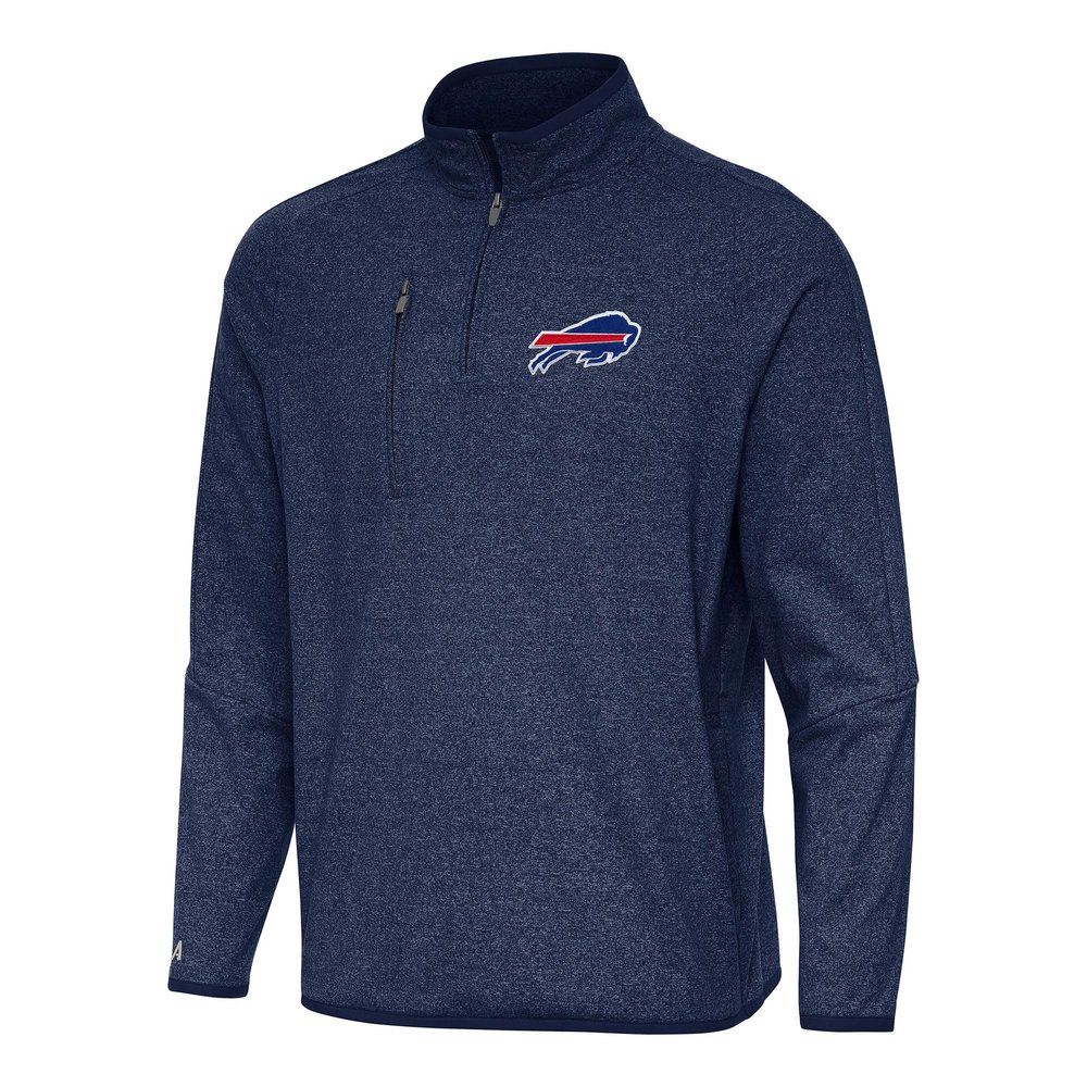 Antigua Men's Heather Navy Buffalo Bills Certain Tri-Blend Quarter-Zip Top