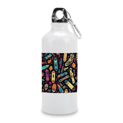 Skateboard Pattern Insulated Water Bottle for Sport Leak-Proof Travel Mug with Carabiner