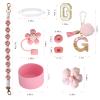1ze1ziyo 9PCS Cup Accessories Set for Stanley Cup 30oz 40oz Tumbler - Including Water Bottle Handle Strap,Straw Cover Cap,Spill Proof Stoppers,Boot,Initials Letter Charm,Sticker,Flower,Letter G,Pink view 3