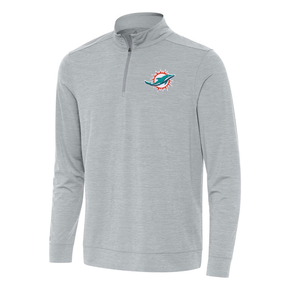 Antigua Men's Heather Gray Miami Dolphins Bright Quarter-Zip Top
