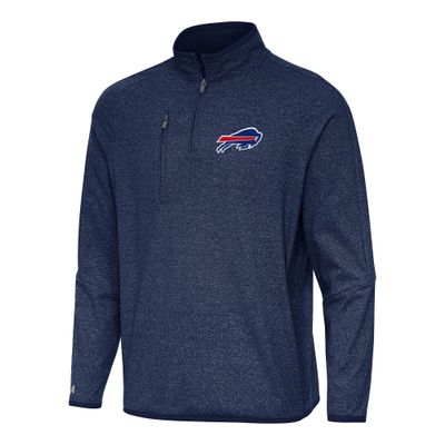 Antigua Men's Heather Navy Buffalo Bills Certain Tri-Blend Quarter-Zip Top