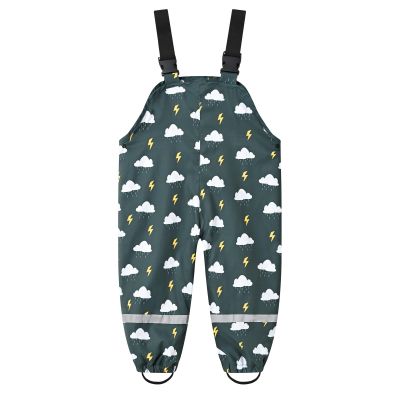 Toddler Boys Girls Waterproof Suspender Rain Pants Dirty Proof Windbreak Rain Bib Insulated Overalls (E, 4-5 Years)