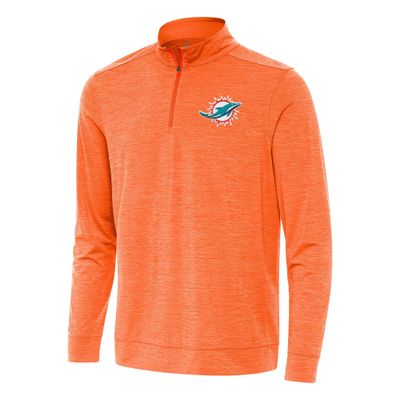 Antigua Men's Heather Orange Miami Dolphins Bright Quarter-Zip Top